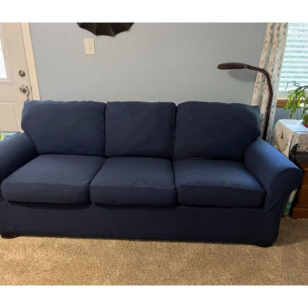 SUBRTEX- STRETCH SLIPCOVERS for 3-seater sofa Dark Blue color stretchy NEW